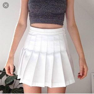American Apparel Pleated White Tennis Skirt